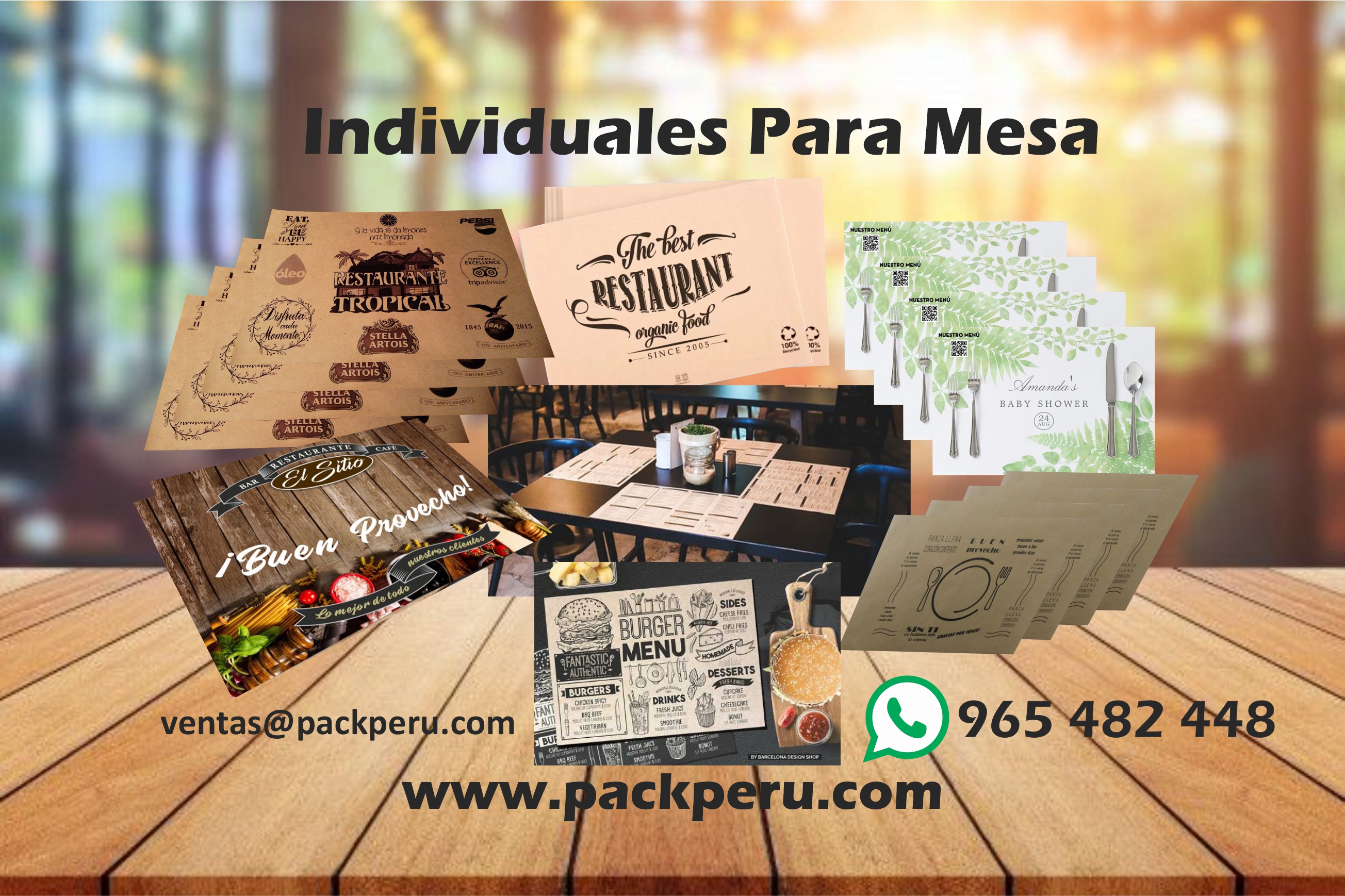 INDIVIDUALES DE PAPEL PARA MESA DE RESTAURANTE